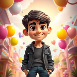 A vibrant 3D Pixar-style cartoon illustration of a young man resembling Sidharth Malhotra, showcasing his signature features such as dark hair and charming smile