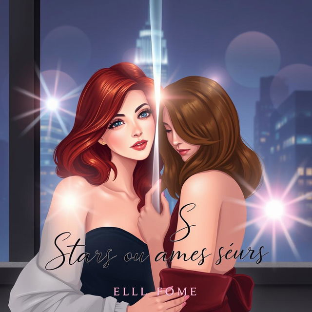 A book cover illustration for a novel titled 'Stars ou Ames Sœurs'
