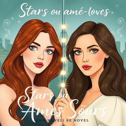 A book cover illustration for a novel titled 'Stars ou Ames Sœurs'