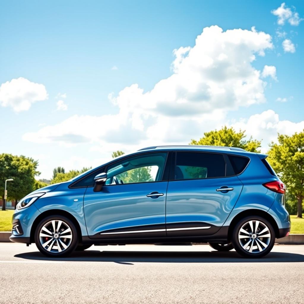A sleek and modern Renault Scenic parked on a picturesque street