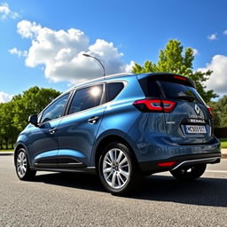 A sleek and modern Renault Scenic parked on a picturesque street
