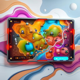 A visually stunning and creatively designed navigation board, featuring a blend of modern technology and artistic elements