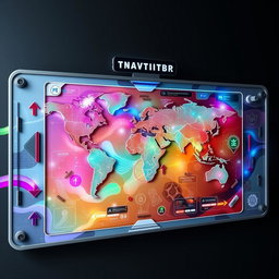 A visually stunning and creatively designed navigation board, featuring a blend of modern technology and artistic elements