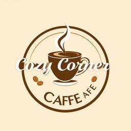 A modern cafe logo design, featuring the name 'Cozy Corner Cafe' in stylish, elegant typography