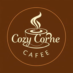 A modern cafe logo design, featuring the name 'Cozy Corner Cafe' in stylish, elegant typography