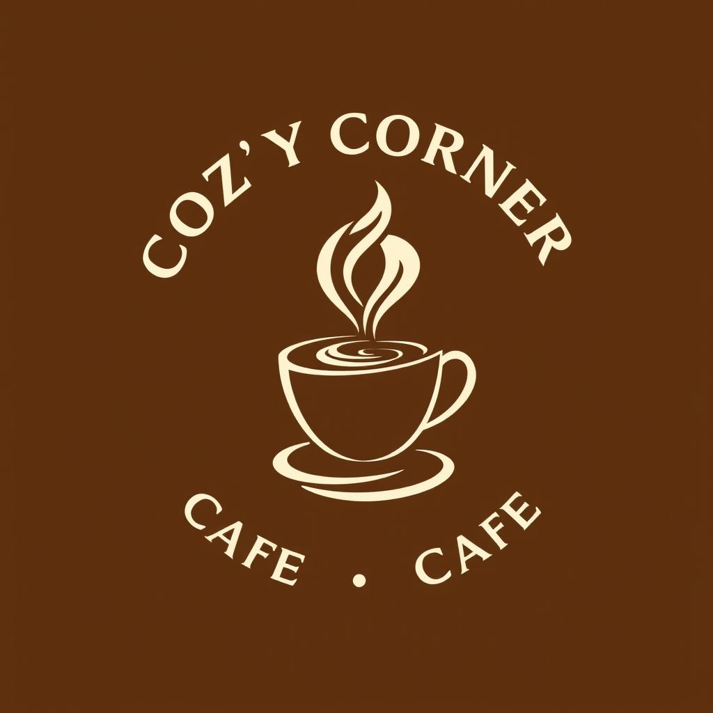 A modern cafe logo design, featuring the name 'Cozy Corner Cafe' in stylish, elegant typography