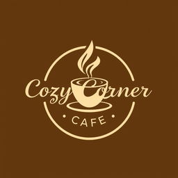 A modern cafe logo design, featuring the name 'Cozy Corner Cafe' in stylish, elegant typography