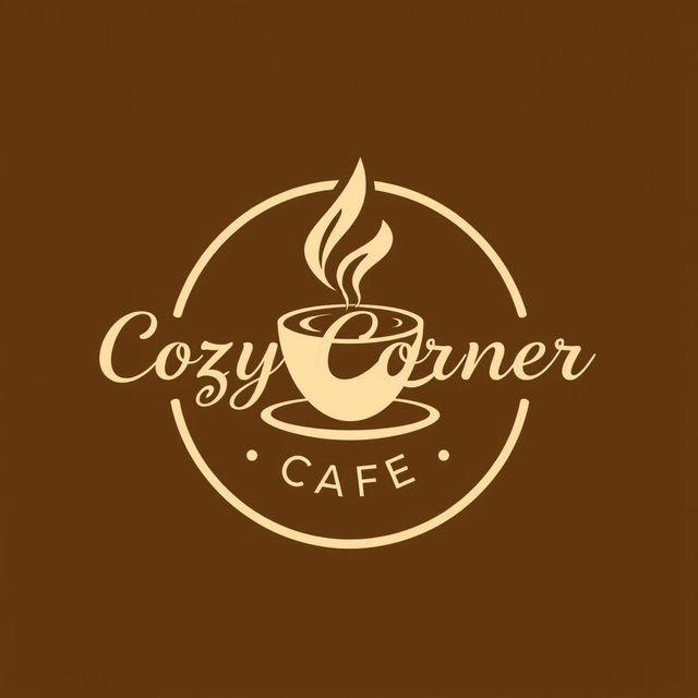 A modern cafe logo design, featuring the name 'Cozy Corner Cafe' in stylish, elegant typography