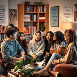 A thoughtful teenage scene, portraying self-compassion and emotional intelligence