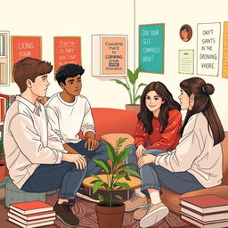 A thoughtful teenage scene, portraying self-compassion and emotional intelligence