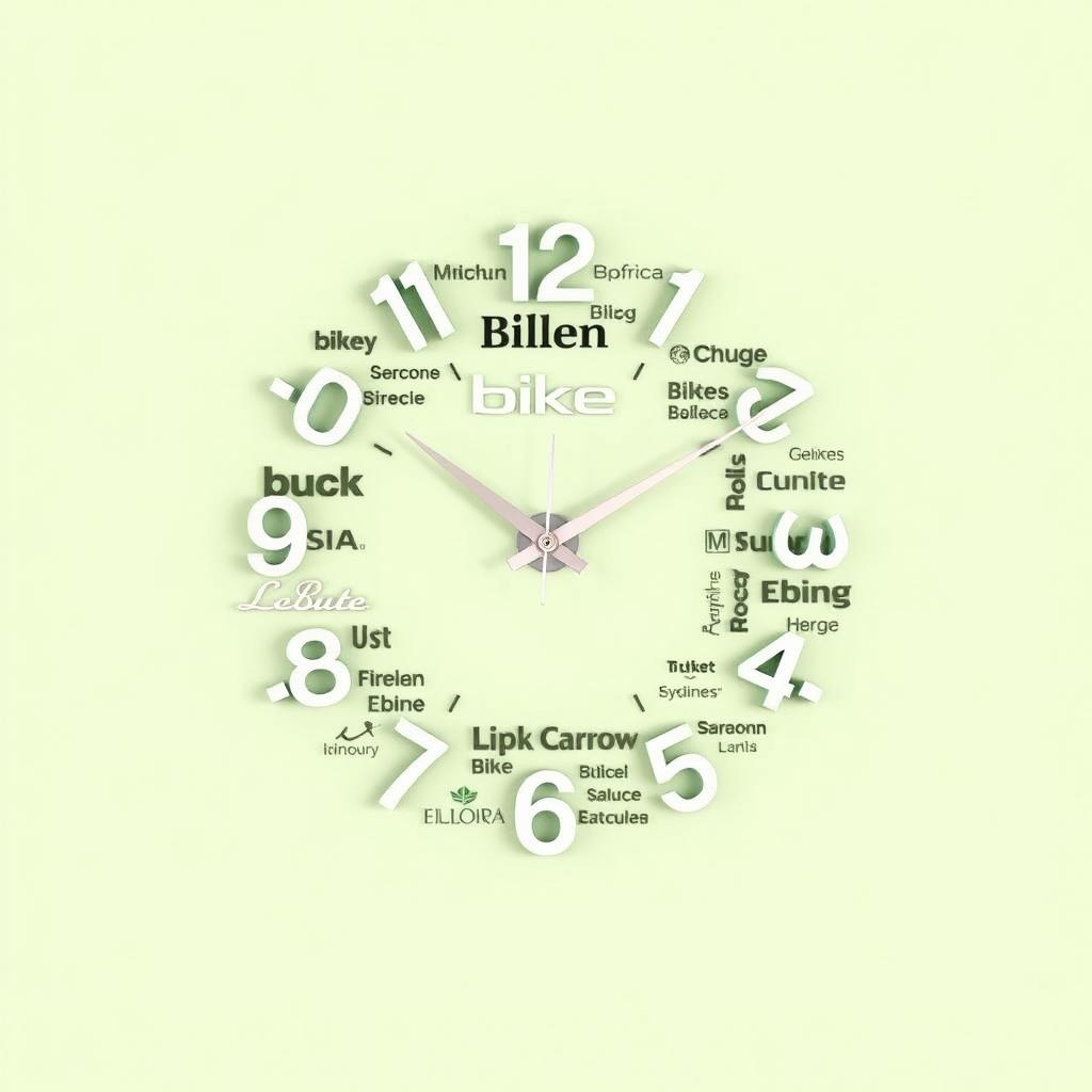 A stylish wall clock featuring a light green background