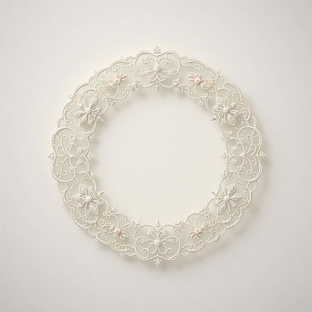 A thin circular design, showcasing elegant and intricate patterns that might resemble lace or fine filigree