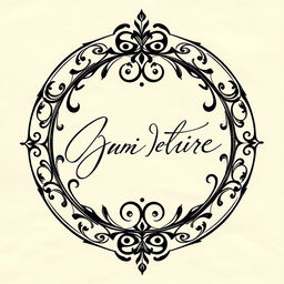 A beautifully designed circular signature, featuring intricate calligraphy and elegant curves, with ornamental flourishes and decorative elements around the edge