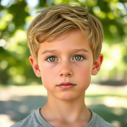 A portrait of a young boy with a unique log-shaped pencil nose, slightly thin lips and pale skin