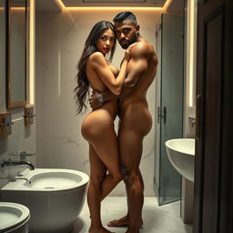 A full-length intimate couple photoshoot featuring a 24-year-old Arab woman, exuding sensuality and confidence