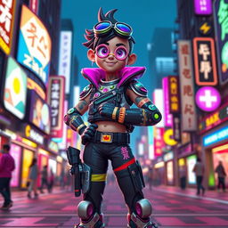 A vibrant and intricate 3D character standing confidently in a dynamic pose