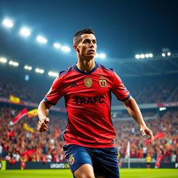 Cristiano Ronaldo as a Tractor FC player, wearing the club's vibrant jersey adorned with their logo