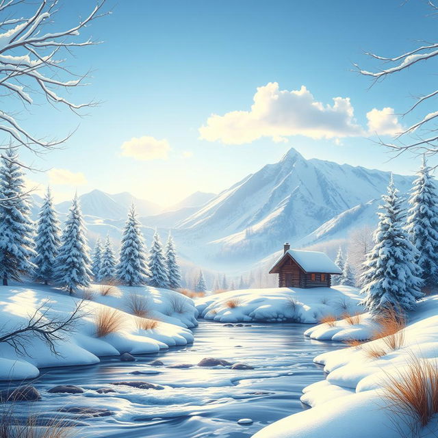 A beautiful scene set on January 12, 2025, showcasing a serene winter landscape