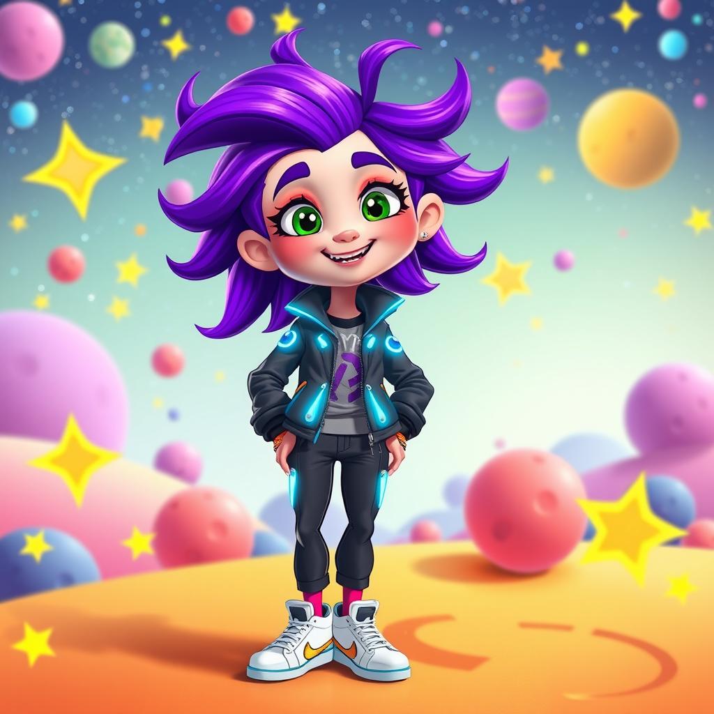 A human version of Vee from the animated series "Dandy's World", depicted as a stylish character with bright colors and a playful attitude