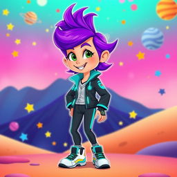 A human version of Vee from the animated series "Dandy's World", depicted as a stylish character with bright colors and a playful attitude