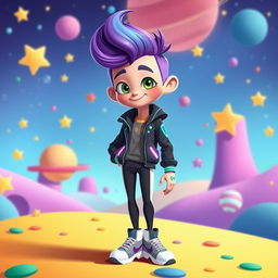 A human version of Vee from the animated series "Dandy's World", depicted as a stylish character with bright colors and a playful attitude
