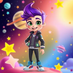 A human version of Vee from the animated series "Dandy's World", depicted as a stylish character with bright colors and a playful attitude