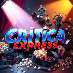 A captivating title design that says 'Critica Express' artistically rendered in a blend of 2D anime and 3D elements