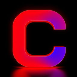 A simple, bold letter 'C' designed for a logo, featuring vibrant red and blue colors in a flat 2D style