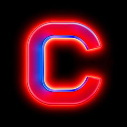 A simple, bold letter 'C' designed for a logo, featuring vibrant red and blue colors in a flat 2D style