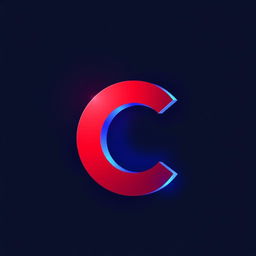 A simple, bold letter 'C' designed for a logo, featuring vibrant red and blue colors in a flat 2D style