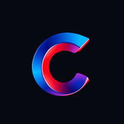 A simple, bold letter 'C' designed for a logo, featuring vibrant red and blue colors in a flat 2D style