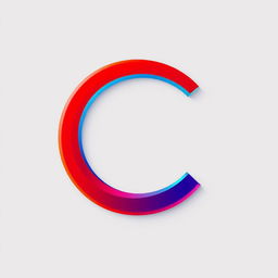 A simple, bold letter 'C' designed for a logo, featuring vibrant red and blue colors in a flat 2D style