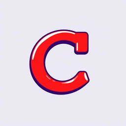 A simple and bold letter 'C' designed for an app logo, utilizing vibrant red and blue colors in a 2D anime style