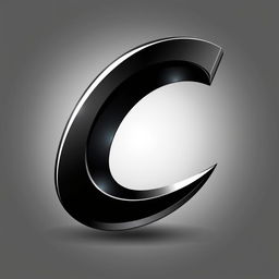 A simple and bold letter 'C' designed for an app logo, featuring a striking black color in a 2D anime style
