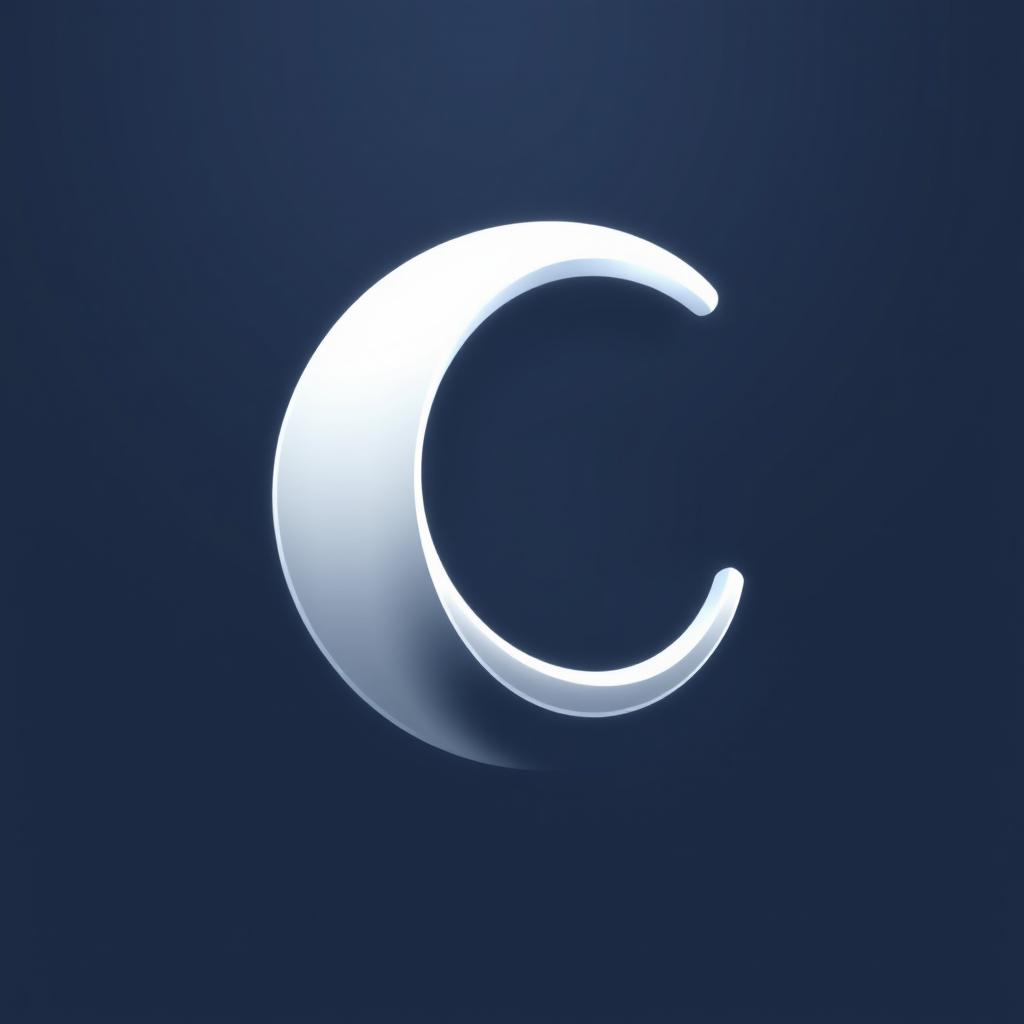 A simple and bold letter 'C' designed for an app logo, featuring a crisp white color in a 2D anime style