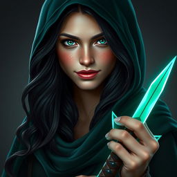 A full-body portrait of a half-elf woman resembling Marie Avgeropoulos, embodying a mix of strength and charm