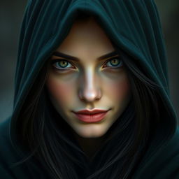 A portrait of a half-elf woman resembling Marie Avgeropoulos, showcasing her striking features