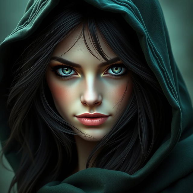 A portrait of a half-elf woman resembling Marie Avgeropoulos, showcasing her striking features