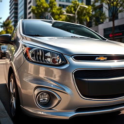 A detailed image of a 2015 Chevrolet Spin parked on a city street, showcasing its sleek and modern design