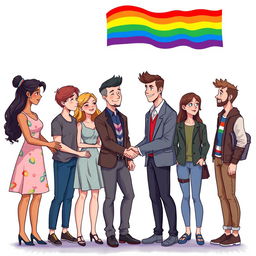 A heartfelt illustration depicting a diverse group of individuals of various genders, standing together in unity