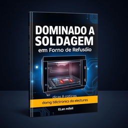 A book cover design for a technical industrial book titled 'Dominando a Soldagem em Forno de Refusão: Dicas Práticas para Profissionais da Indústria Eletrônica'