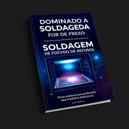 A book cover design for a technical industrial book titled 'Dominando a Soldagem em Forno de Refusão: Dicas Práticas para Profissionais da Indústria Eletrônica'