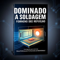 A book cover design for a technical industrial book titled 'Dominando a Soldagem em Forno de Refusão: Dicas Práticas para Profissionais da Indústria Eletrônica'