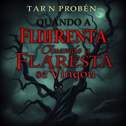 A chilling book cover for a horror novel titled 'Quando a Floresta se Vingou'