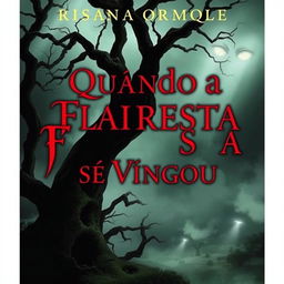 A chilling book cover for a horror novel titled 'Quando a Floresta se Vingou'