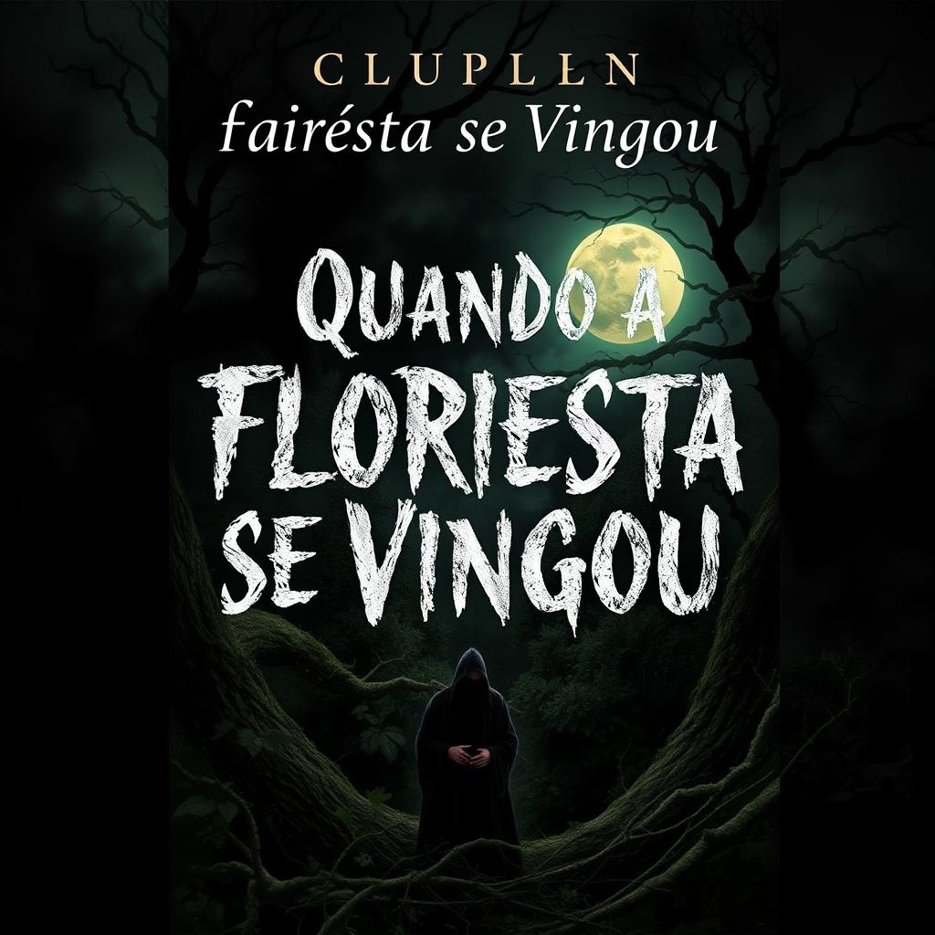 A realistic and haunting book cover for a horror novel titled 'Quando a Floresta se Vingou'