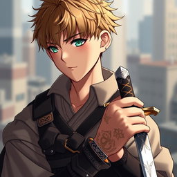 A detailed portrait of Renji Arakawa, a temporarily demoted swordsman and fighter