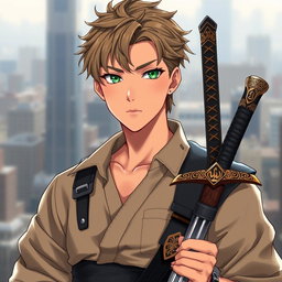 A detailed portrait of Renji Arakawa, a temporarily demoted swordsman and fighter