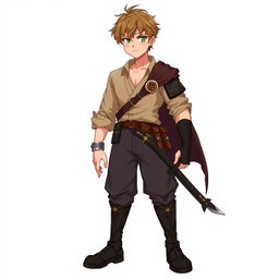 A dynamic and imposing male character inspired by Renji Arakawa, depicted as a temporally degraded swordsman