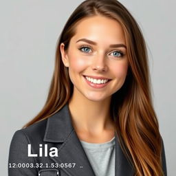 A realistic American ID card featuring a 32-year-old young lady named Lila